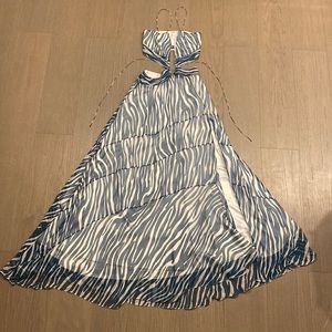 Retrofete *LIMITED EDITION* Blue and White Zebra Maxi Flowy Dress - Size S